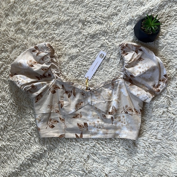 NWT House of Harlow 1960 linen Samina Cropped Top size XS - Picture 15 of 16